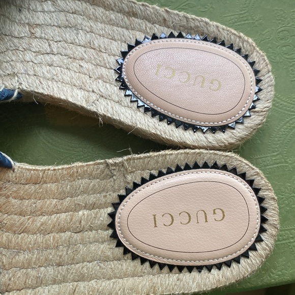 Gucci Womens jean espadrilles slides - Picture 5 of 9